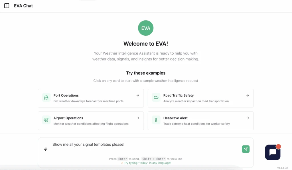 EVA chat assistant screenshot